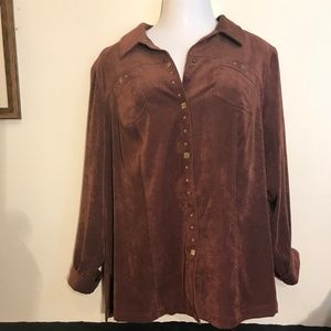 TanJay Womens Corduroy Jacket Size 22W Brown Long